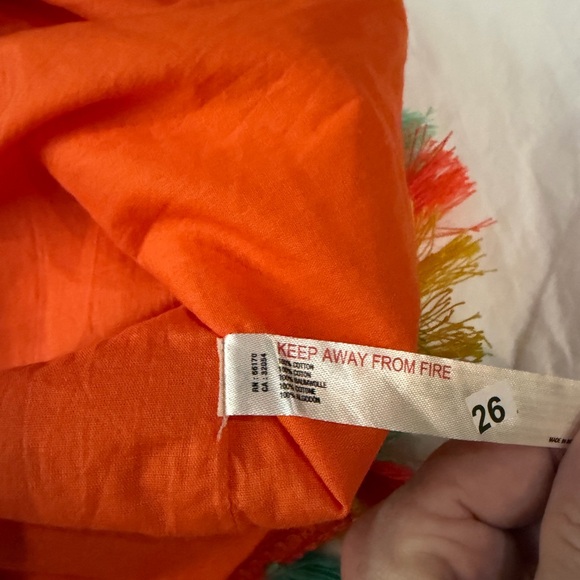 NWT ANTHROPOLOGIE Shift Mini Dress L Tassels Orange - Picture 9 of 13